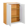 Custom 36" Tall Snow White Inset Shaker Wall Cabinet - Double Door 24", 27", 30", 33" & 36"