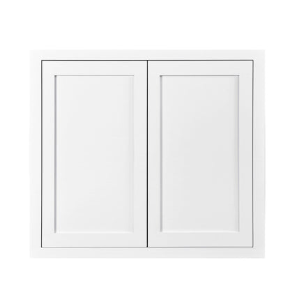 Natural oak elegant craftsman shaker double-door wall 24"–36" rta kitchen cabinet – dimension diagram