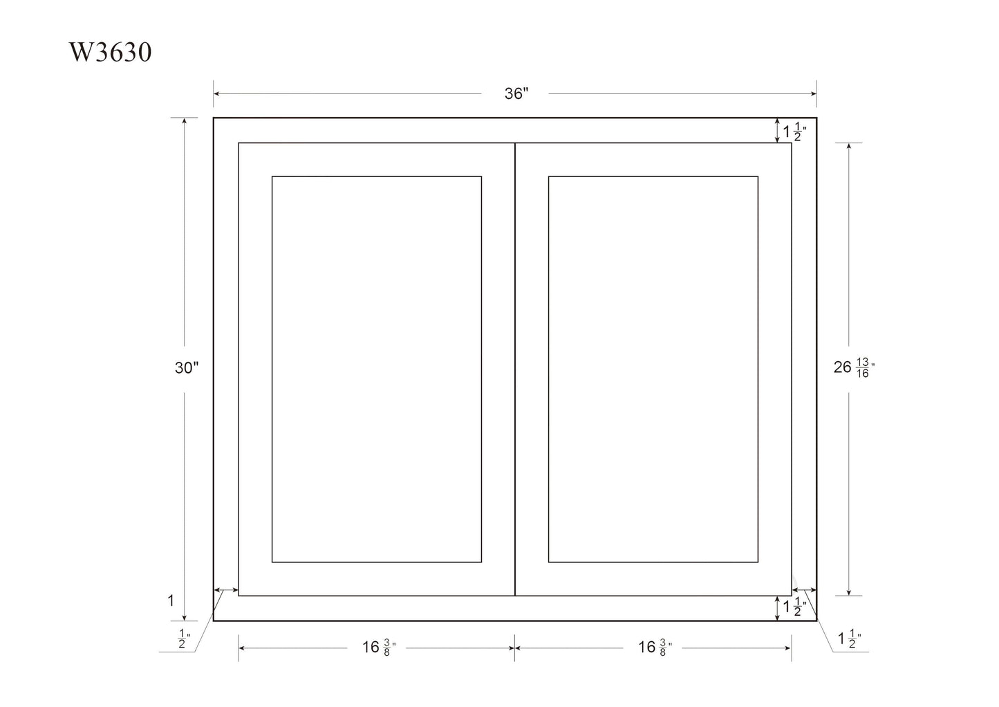 Natural oak elegant craftsman shaker double-door wall 24"–36" rta kitchen cabinet – view 8