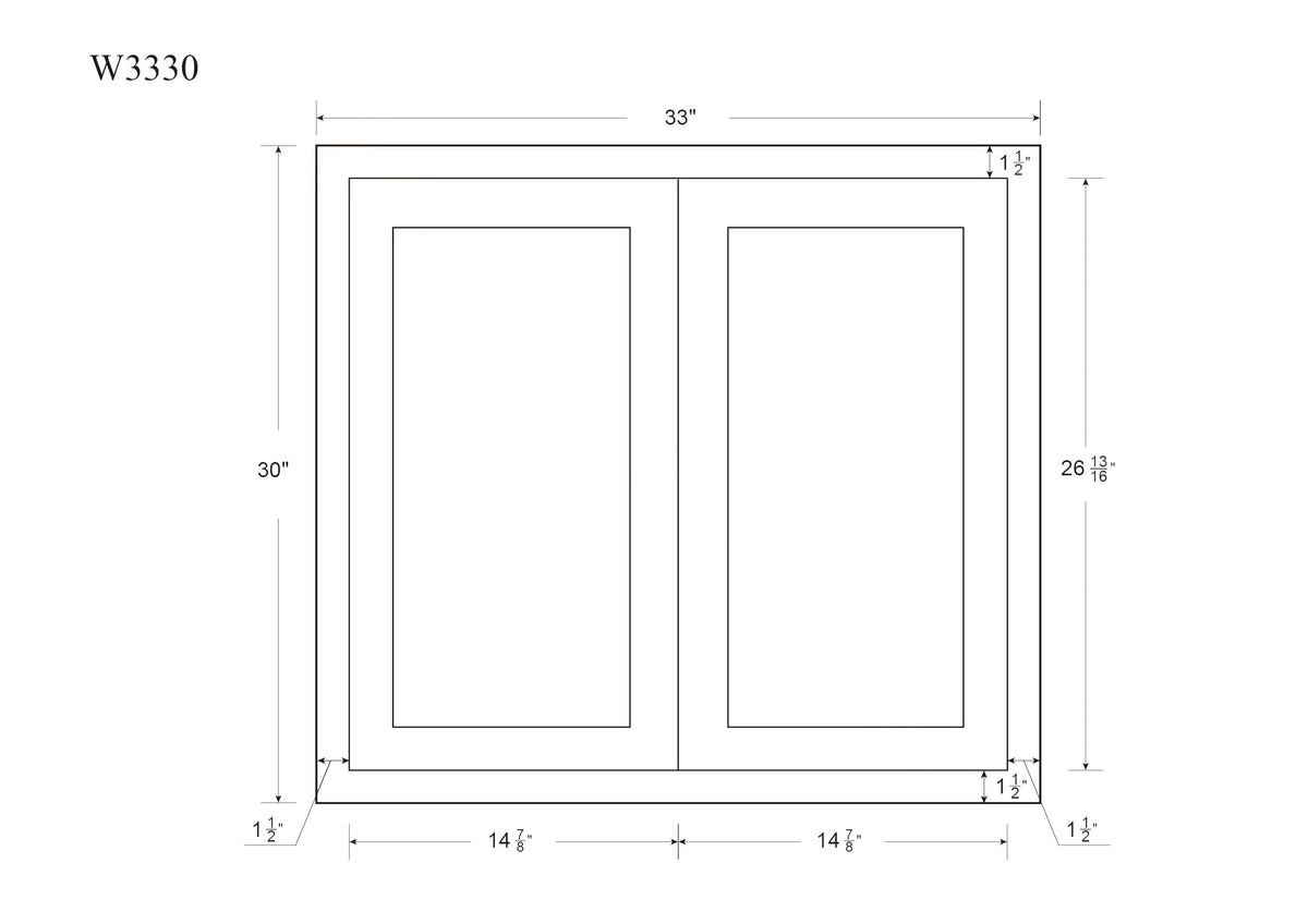 30" Tall Wall Cabinet - Double Door 24", 27", 30", 33", 36", 39" & 42" Wide Sandstone Birch Shaker 1-1/4" Overlay