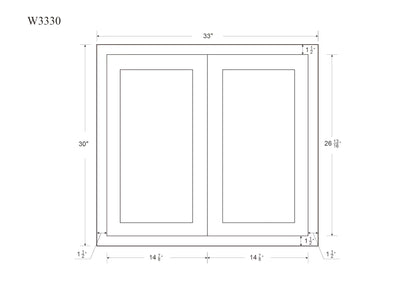 Sandstone Birch 30" Tall  Shaker 1-1/4" Overlay Wall Cabinet - Double Door 24", 27", 30", 33", 36", 39" & 42" WIde