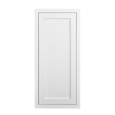 Custom 36" Tall Snow White Inset Shaker Wall Cabinet - Single Door 9", 12", 15", 18" & 21"