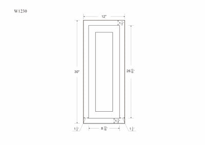 Dimensions for Glass Ready Inset Kitchen Cabinet 12" Wide 30" Tall