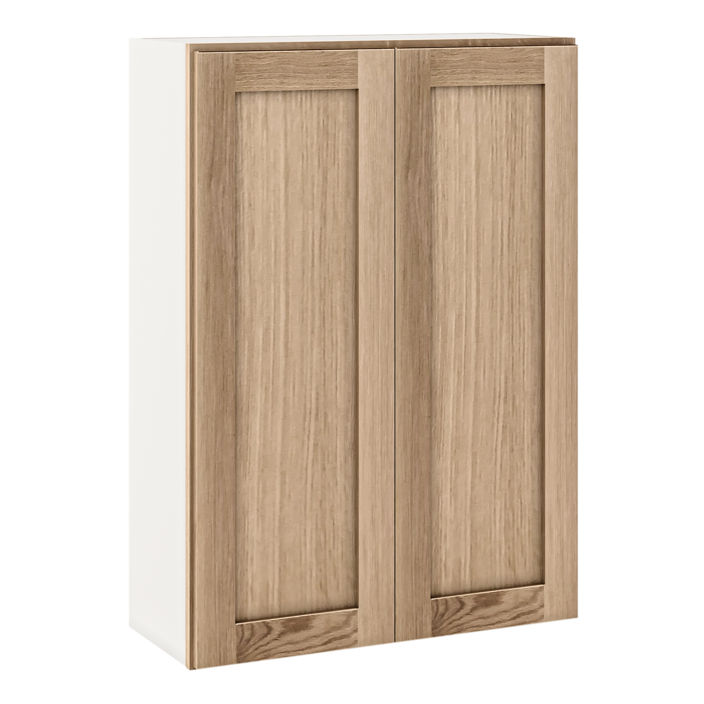 Natural white oak shaker wall cabinet 24"–42" RTA kitchen cabinet – installed kitchen view