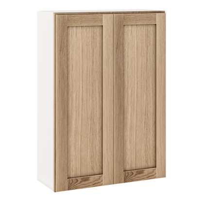 Natural white oak shaker wall cabinet 24"–42" RTA kitchen cabinet – installed kitchen view