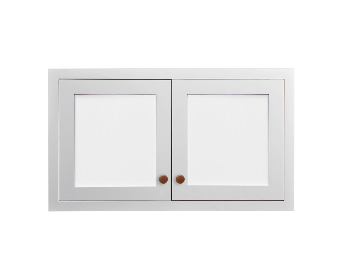 27" Wide Custom Glass Ready Snow White Inset Shaker Wall Cabinet - Single Door 12", 15", 18", 21"& 24" Tall
