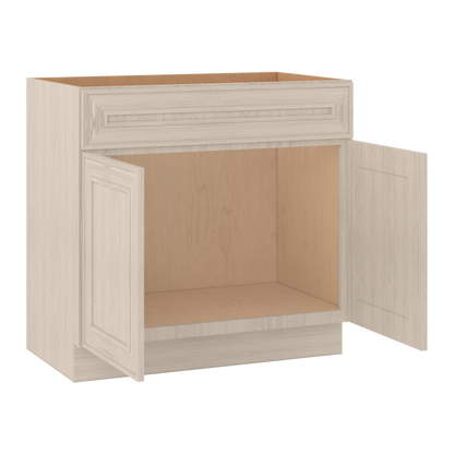 Vanity Sink Base 24", 30" & 36" x 34-1/2" Tall Ivory Elegant Craftsman Shaker 1-1/4" Overlay