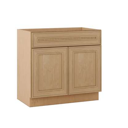 Vanity Sink Base 24", 30" & 36" x 34-1/2" Tall Elegant Oak Craftsman Shaker 1-1/4" Overlay