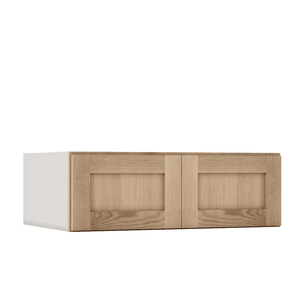 15" Tall 24" Deep Stacker /  Upper Natural Color 17ROS - Redondo White Oak Shaker 1-1/4" Overlay Wall Cabinet -  9", 12", 15", 18", 21", 24", 27", 30", 33"& 36"