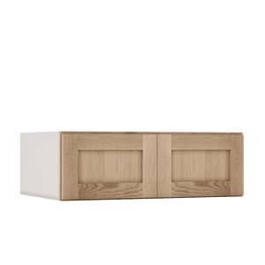 15" Tall 24" Deep Stacker /  Upper Natural Color 17ROS - Redondo White Oak Shaker 1-1/4" Overlay Wall Cabinet -  9", 12", 15", 18", 21", 24", 27", 30", 33"& 36"