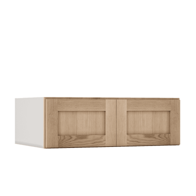 15" Tall 24" Deep Stacker /  Upper Natural Color 17ROS - Redondo White Oak Shaker 1-1/4" Overlay Wall Cabinet -  9", 12", 15", 18", 21", 24", 27", 30", 33"& 36"