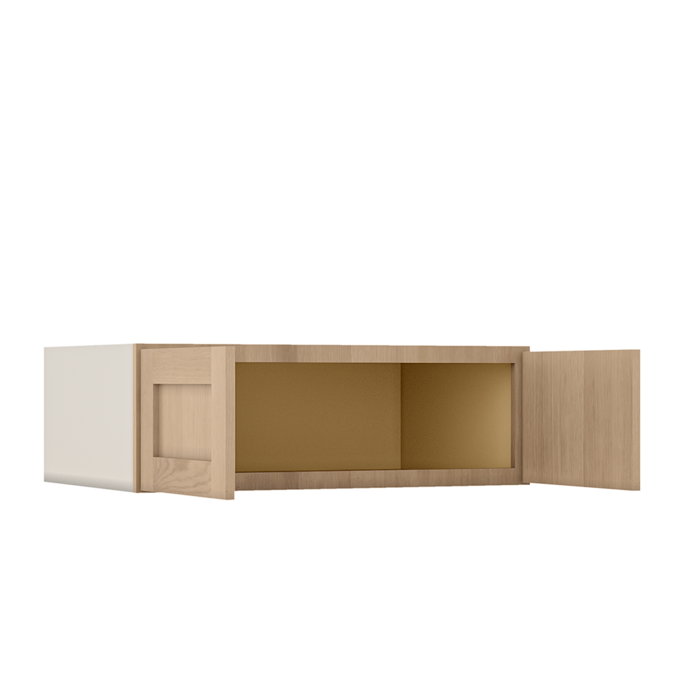 Natural white oak shaker wall cabinet 12"–36" RTA kitchen cabinet – angle view