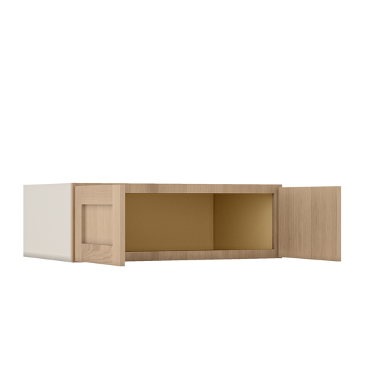 Natural white oak shaker wall cabinet 12"–36" RTA kitchen cabinet – angle view