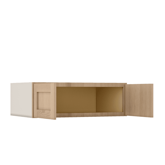 15" Tall 24" Deep Stacker /  Upper Natural Color 17ROS - Redondo White Oak Shaker 1-1/4" Overlay Wall Cabinet -  9", 12", 15", 18", 21", 24", 27", 30", 33"& 36"