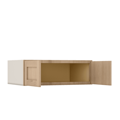 15" Tall 24" Deep Stacker /  Upper Natural Color 17ROS - Redondo White Oak Shaker 1-1/4" Overlay Wall Cabinet -  9", 12", 15", 18", 21", 24", 27", 30", 33"& 36"