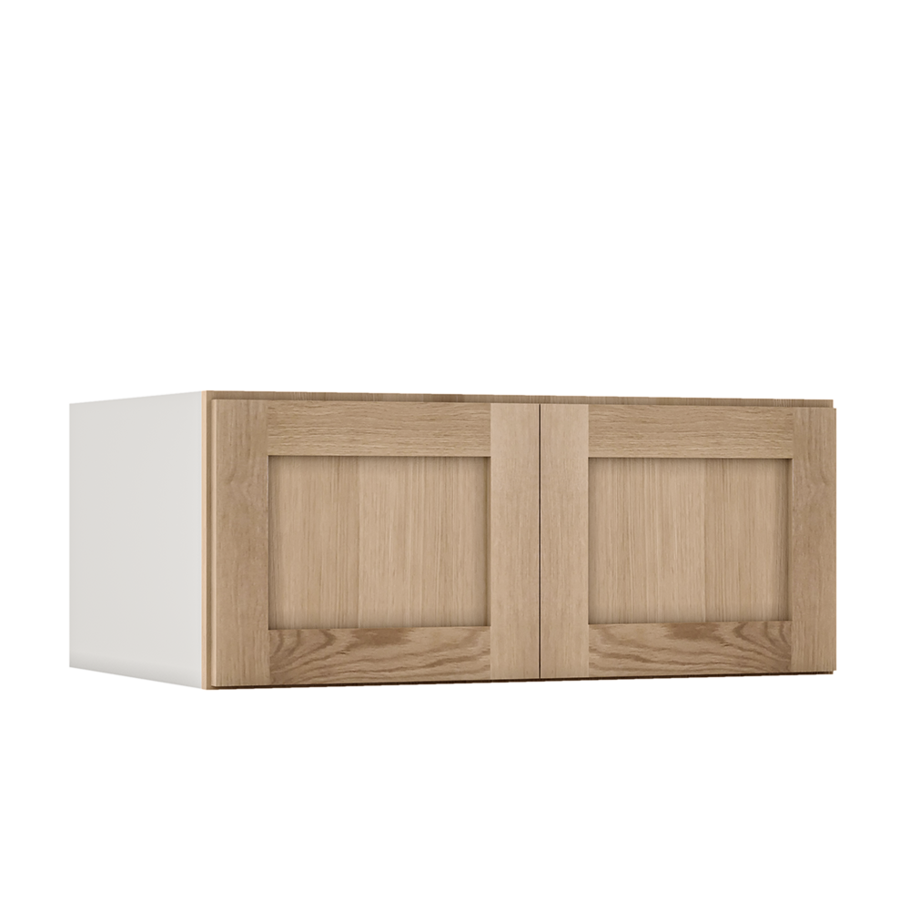 Natural white oak shaker wall cabinet 12"–36" RTA kitchen cabinet – open view
