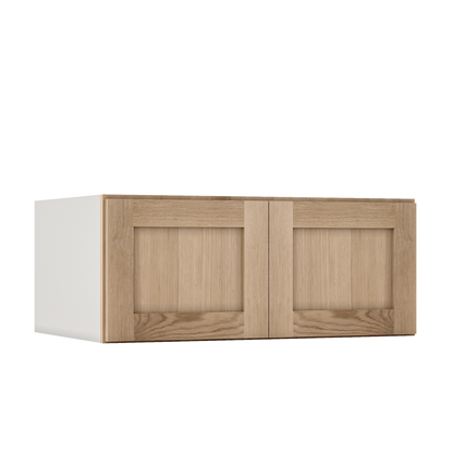Natural white oak shaker wall cabinet 12"–36" RTA kitchen cabinet – open view