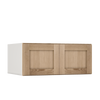 36" Wide 24" Deep Upper Natural Color White Oak Shaker 1-1/4" Overlay Wall Cabinet - Double Door 12", 15", 18", 21", 24"