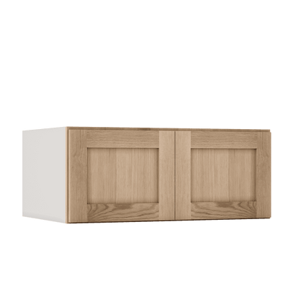 15" Tall x 12" Deep Stacker /  Upper Natural Color 17ROS - Redondo White Oak Shaker 1-1/4" Overlay Wall Cabinet