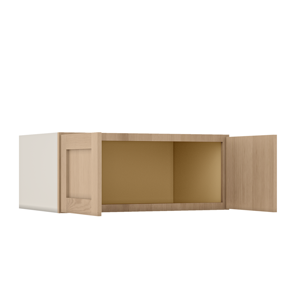 Natural white oak shaker wall cabinet 12"–36" RTA kitchen cabinet – dimension diagram