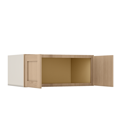 Natural white oak shaker wall cabinet 12"–36" RTA kitchen cabinet – dimension diagram