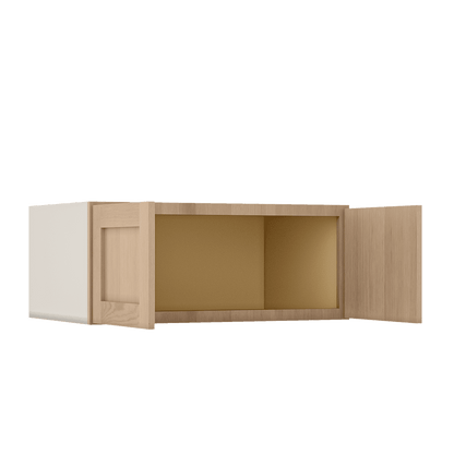 15" Tall x 12" Deep Stacker /  Upper Natural Color 17ROS - Redondo White Oak Shaker 1-1/4" Overlay Wall Cabinet