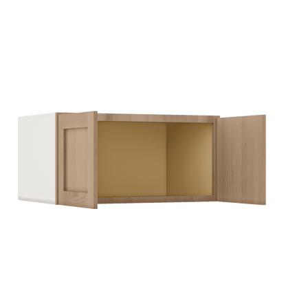 15" Tall x 12" Deep Stacker /  Upper Natural Color 17ROS - Redondo White Oak Shaker 1-1/4" Overlay Wall Cabinet