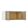 36" Wide 24" Deep Upper Natural Color White Oak Shaker 1-1/4" Overlay Wall Cabinet - Double Door 12", 15", 18", 21", 24"