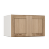 36" Wide 24" Deep Upper Natural Color White Oak Shaker 1-1/4" Overlay Wall Cabinet - Double Door 12", 15", 18", 21", 24"