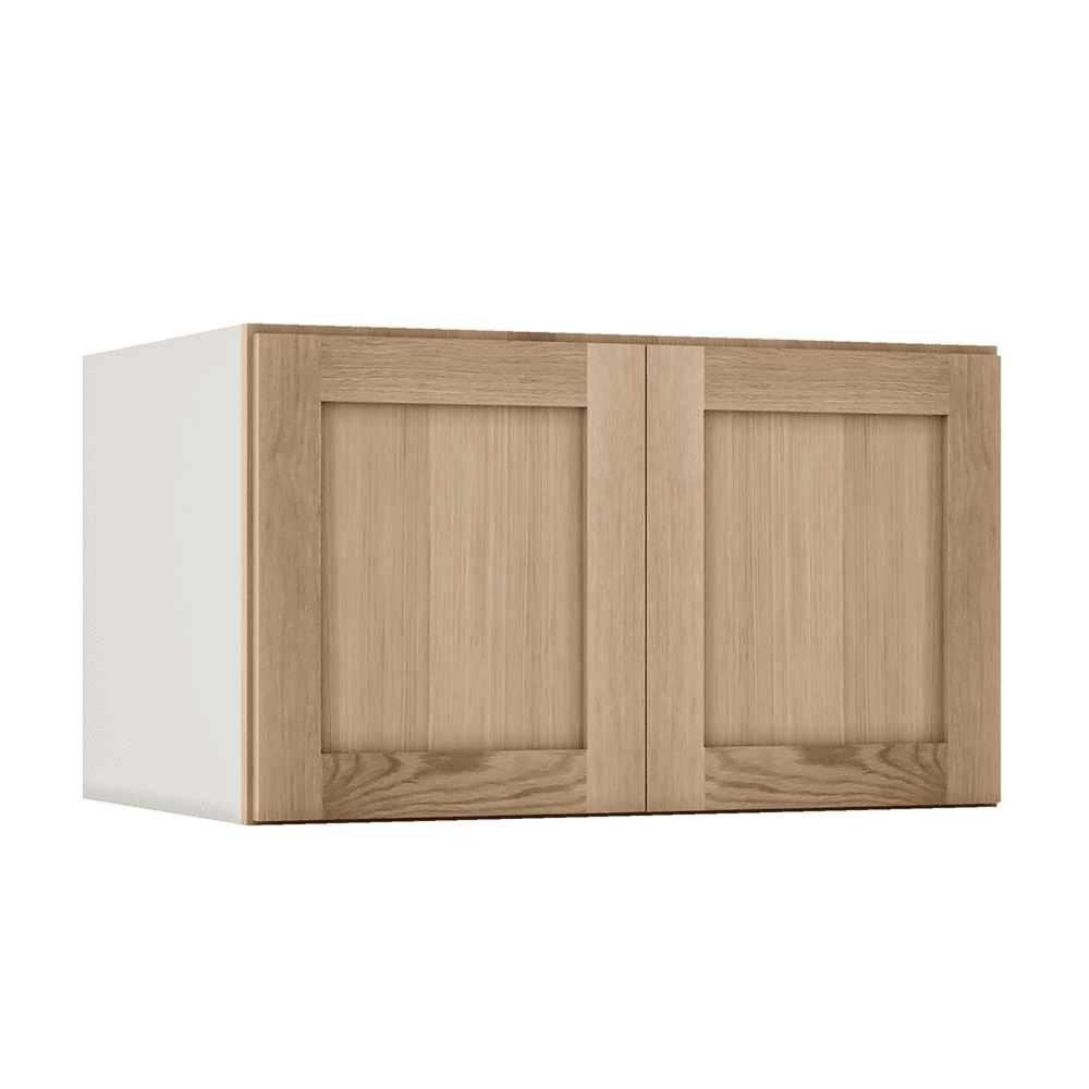 15" Tall x 12" Deep Stacker /  Upper Natural Color 17ROS - Redondo White Oak Shaker 1-1/4" Overlay Wall Cabinet