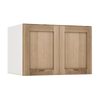 36" Wide 24" Deep Upper Natural Color White Oak Shaker 1-1/4" Overlay Wall Cabinet - Double Door 12", 15", 18", 21", 24"