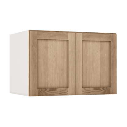 15" Tall x 12" Deep Stacker /  Upper Natural Color 17ROS - Redondo White Oak Shaker 1-1/4" Overlay Wall Cabinet
