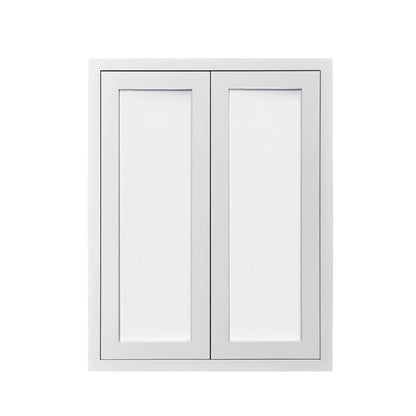 48" Tall Glass Ready Custom Inset Shaker Wall Cabinet - Double Door 24", 27", 30", 33" & 36"