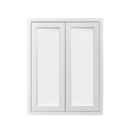 48" Tall Glass Ready Custom Inset Shaker Wall Cabinet - Double Door 24", 27", 30", 33" & 36"