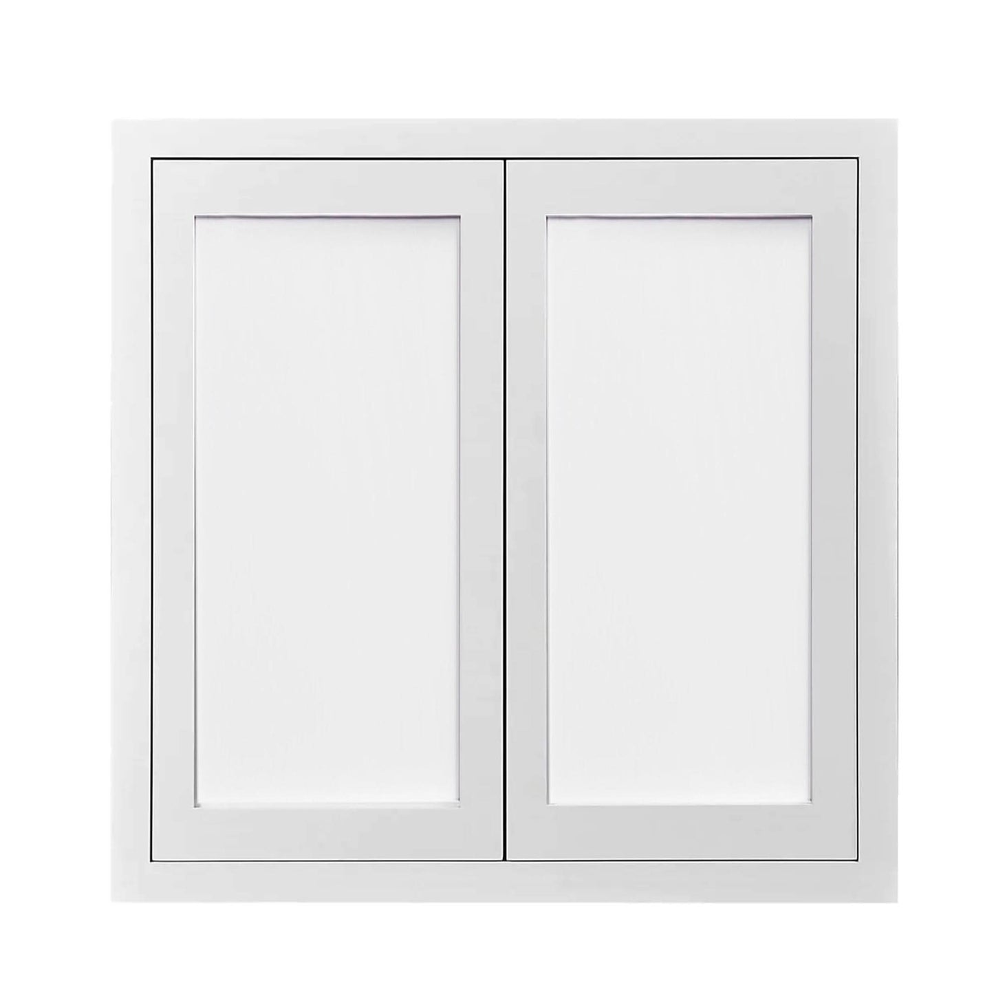 48" Tall Glass Ready Custom Inset Shaker Wall Cabinet - Double Door 24", 27", 30", 33" & 36"