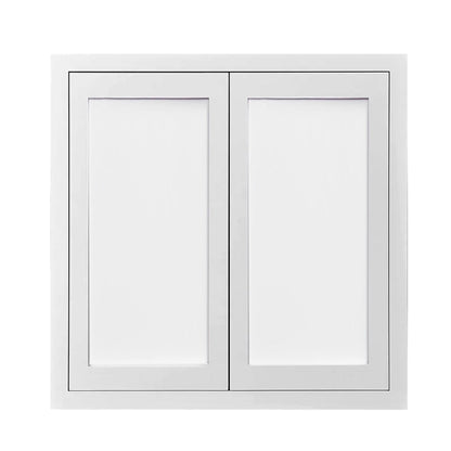 48" Tall Glass Ready Custom Inset Shaker Wall Cabinet - Double Door 24", 27", 30", 33" & 36"