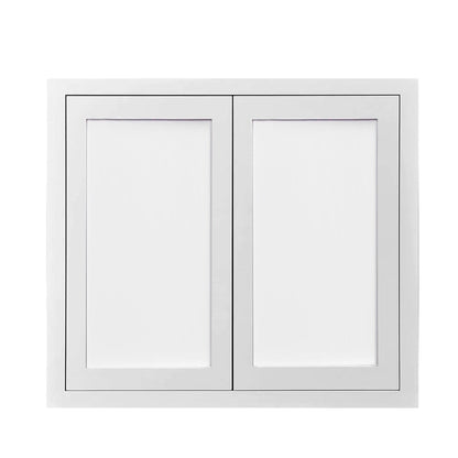 48" Tall Glass Ready Custom Inset Shaker Wall Cabinet - Double Door 24", 27", 30", 33" & 36"