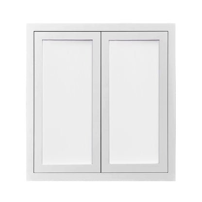 48" Tall Glass Ready Custom Inset Shaker Wall Cabinet - Double Door 24", 27", 30", 33" & 36"