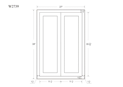 42" Tall Custom Inset Shaker Wall Cabinet - Double Door 24", 27", 30", 33" & 36" Wide