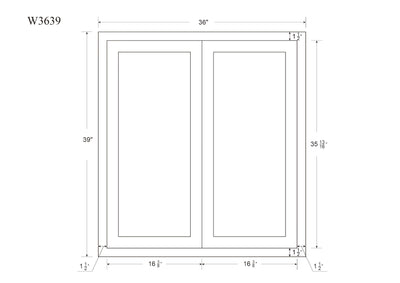 39" Tall Custom Inset Shaker Wall Cabinet - Double Door 24", 27", 30", 33" & 36" Wide