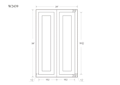 39" Tall Tuscan Gray Inset Shaker Wall Cabinet - Double Door 24", 27", 30", 33" & 36" Wide