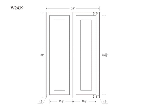 39" Tall Glass Ready Wall Cabinet - Double Door 24", 27", 30", 33" & 36" Wide Custom Inset Shaker