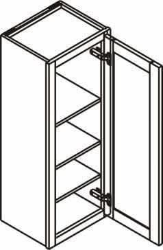 39" Tall Inset Shaker Wall Cabinet - Single Door 9", 12", 15", 18" & 21"