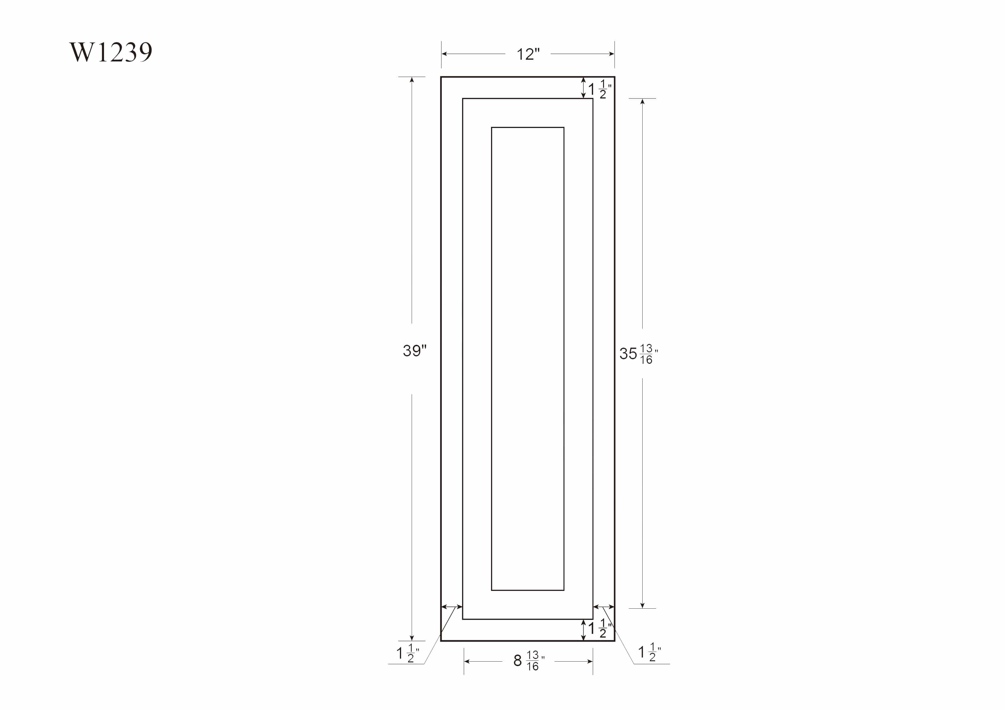 39" Tall Custom Inset Shaker Wall Cabinet - Single Door 9", 12", 15", 18" & 21"