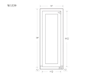 39" Tall Inset Shaker Wall Cabinet - Single Door 9", 12", 15", 18" & 21"