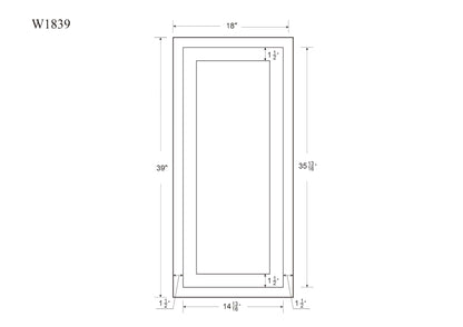 39" Tall Inset Shaker Wall Cabinet - Single Door 9", 12", 15", 18" & 21"