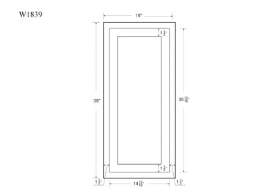 39" Tall Custom Inset Shaker Wall Cabinet - Single Door 9", 12", 15", 18" & 21"