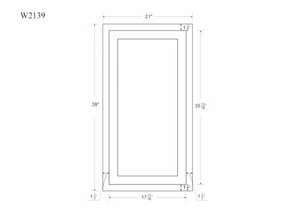 39" Tall Inset Shaker Wall Cabinet - Single Door 9", 12", 15", 18" & 21"