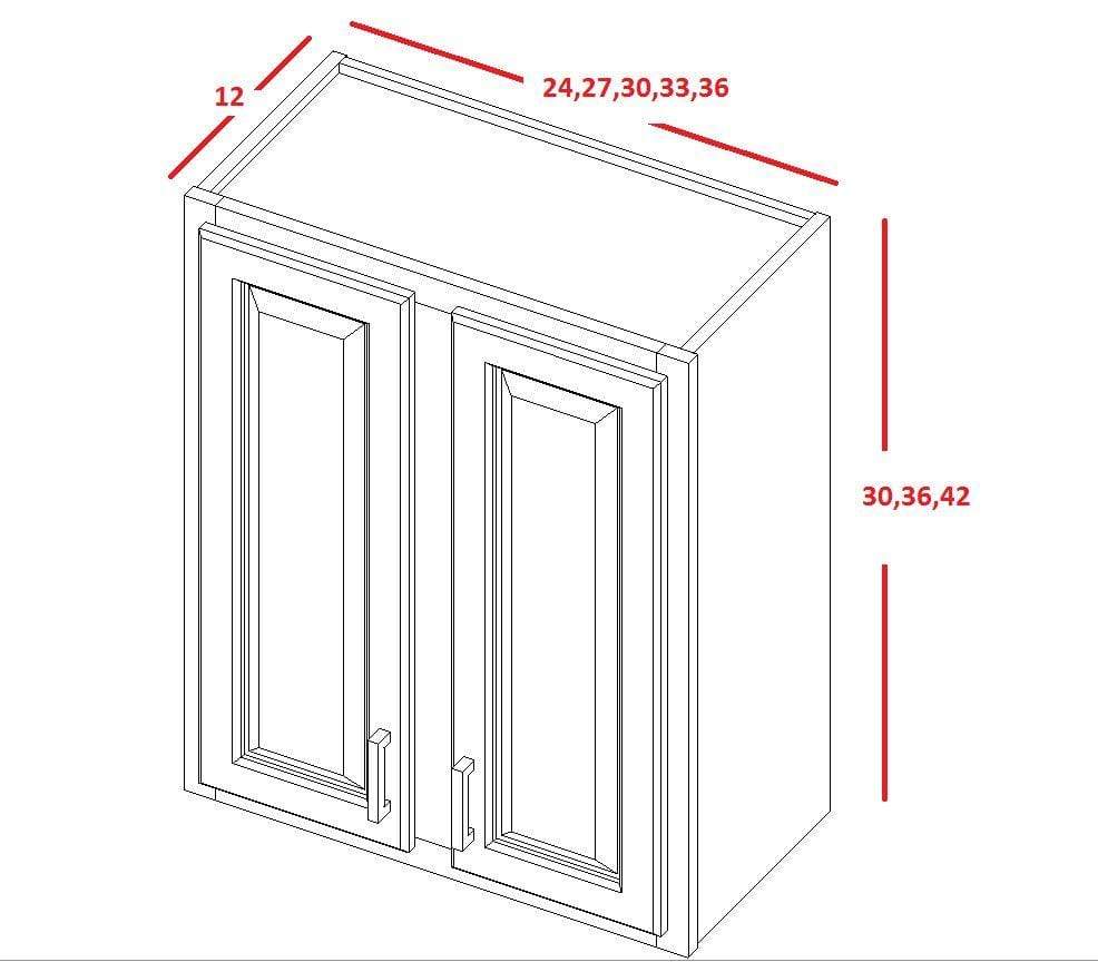 42" Tall Wall Cabinet 42" tall White Shaker Wall Cabinet - Double Door 24", 27", 30", 33", 36" Inset Kitchen Cabinets