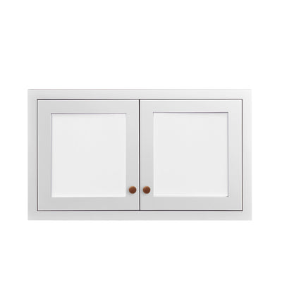 33" Wide Custom Glass Ready Snow White Inset Shaker Wall Cabinet - Single Door 12", 15", 18", 21"& 24" Tall